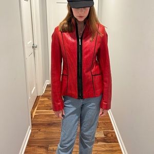Red leather jacket
